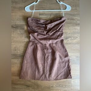 Revolve Brown Strapless Minidress